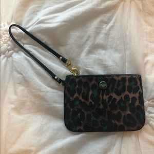 Leopard print Coach mini wristlet